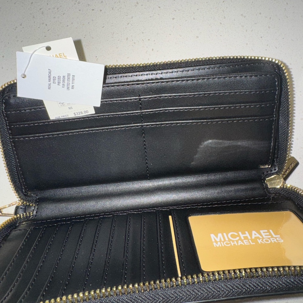 Michael Kors Leopard-Print Continental Wallet in Brown and Black and gold - Picture 6 of 6